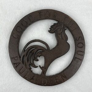 Paula Deen Cast Iron Good For The Soul Rooster Trivet 7.5”